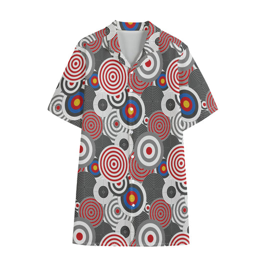 Bullseye Target Pattern Print Cotton Hawaiian Shirt