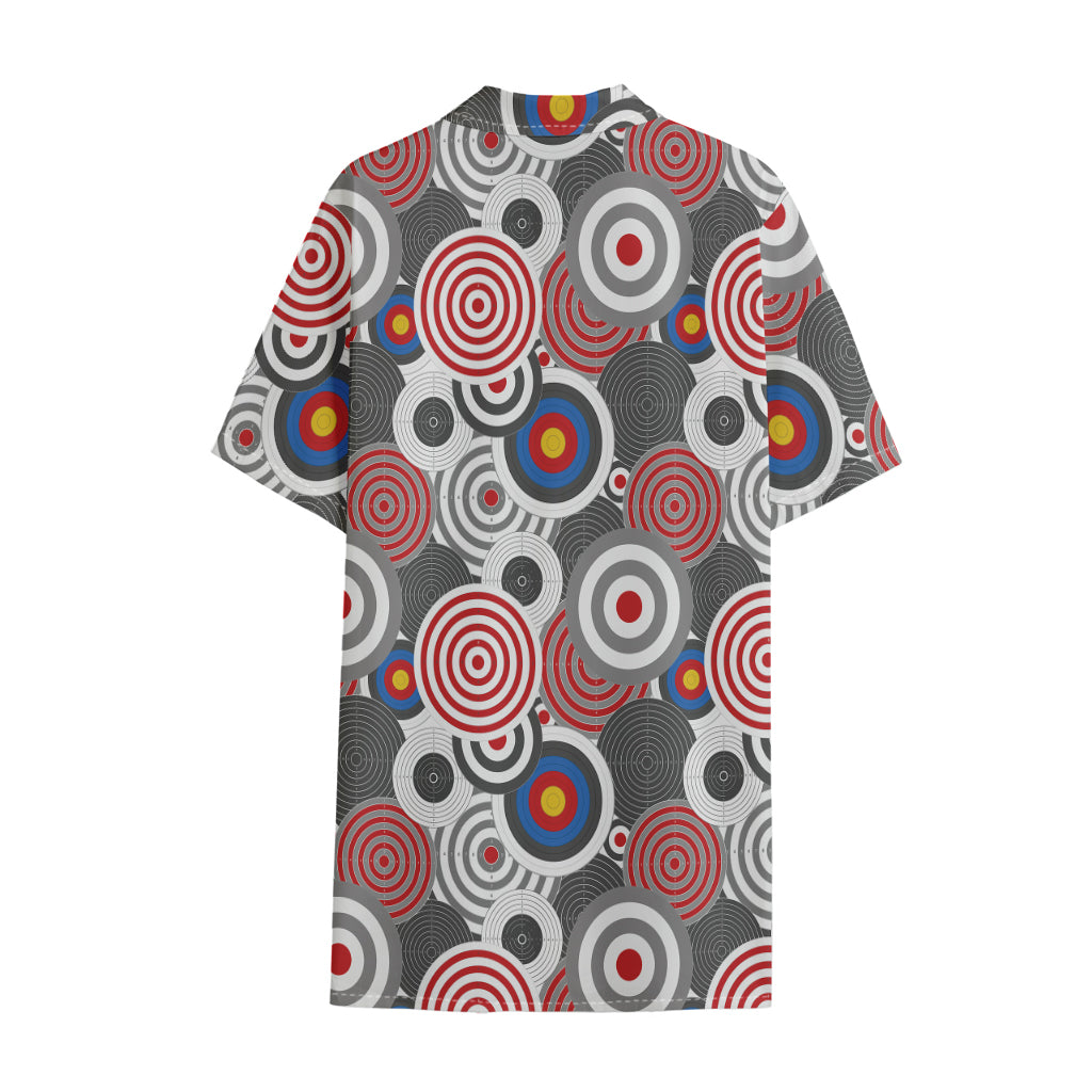 Bullseye Target Pattern Print Cotton Hawaiian Shirt