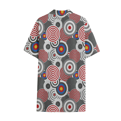 Bullseye Target Pattern Print Cotton Hawaiian Shirt