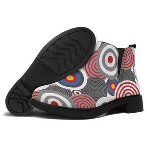 Bullseye Target Pattern Print Flat Ankle Boots