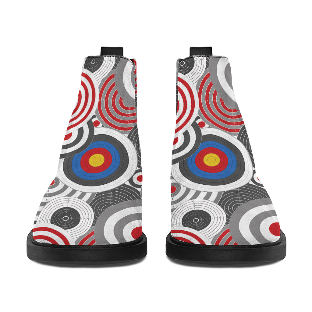 Bullseye Target Pattern Print Flat Ankle Boots