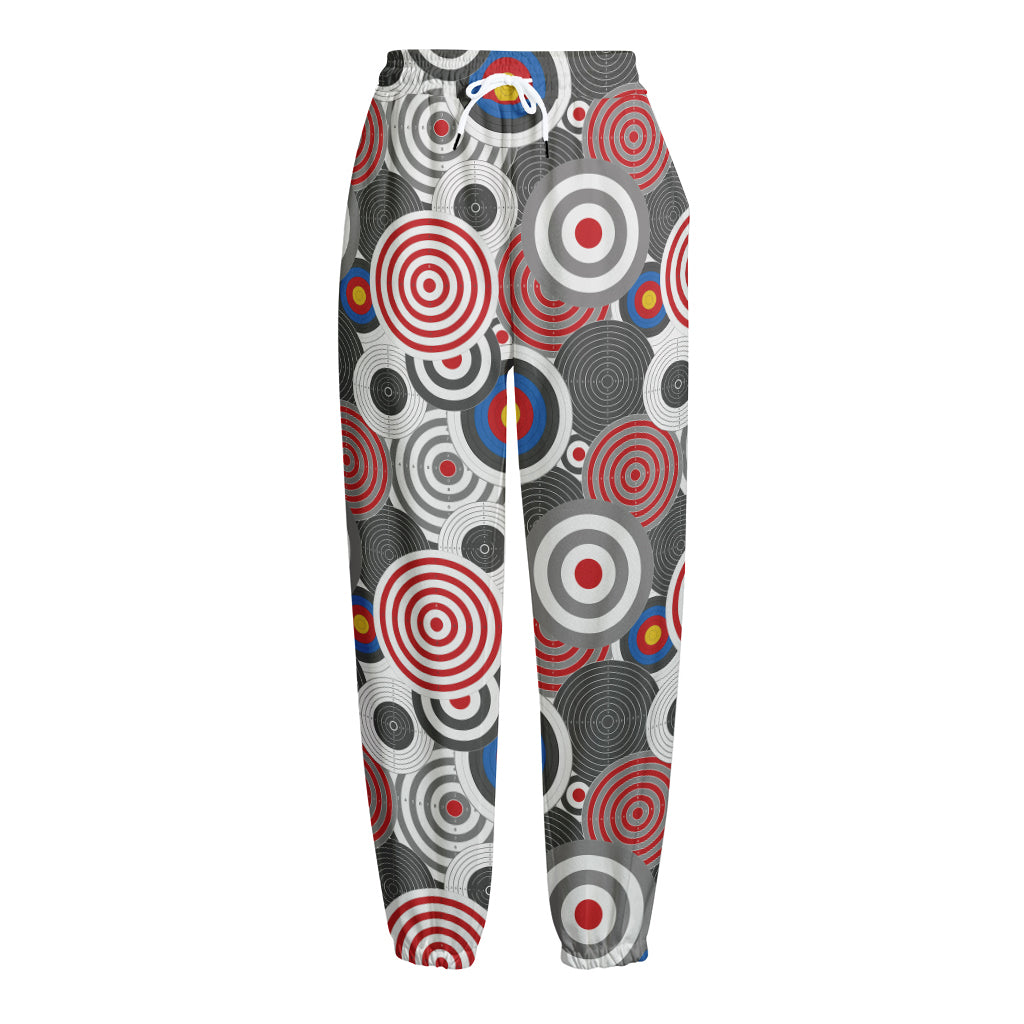 Bullseye Target Pattern Print Fleece Lined Knit Pants