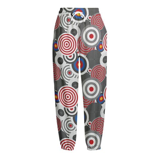 Bullseye Target Pattern Print Fleece Lined Knit Pants