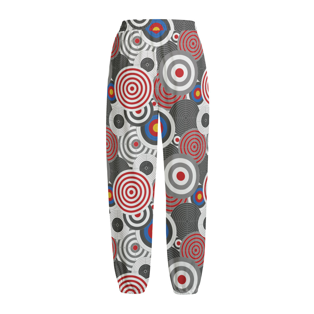 Bullseye Target Pattern Print Fleece Lined Knit Pants