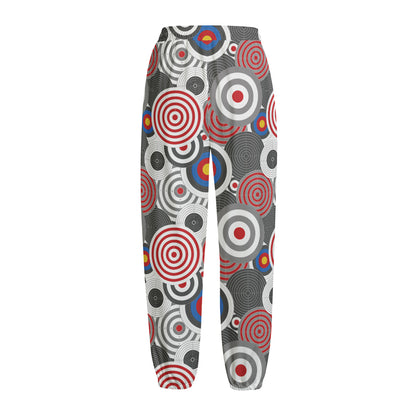 Bullseye Target Pattern Print Fleece Lined Knit Pants