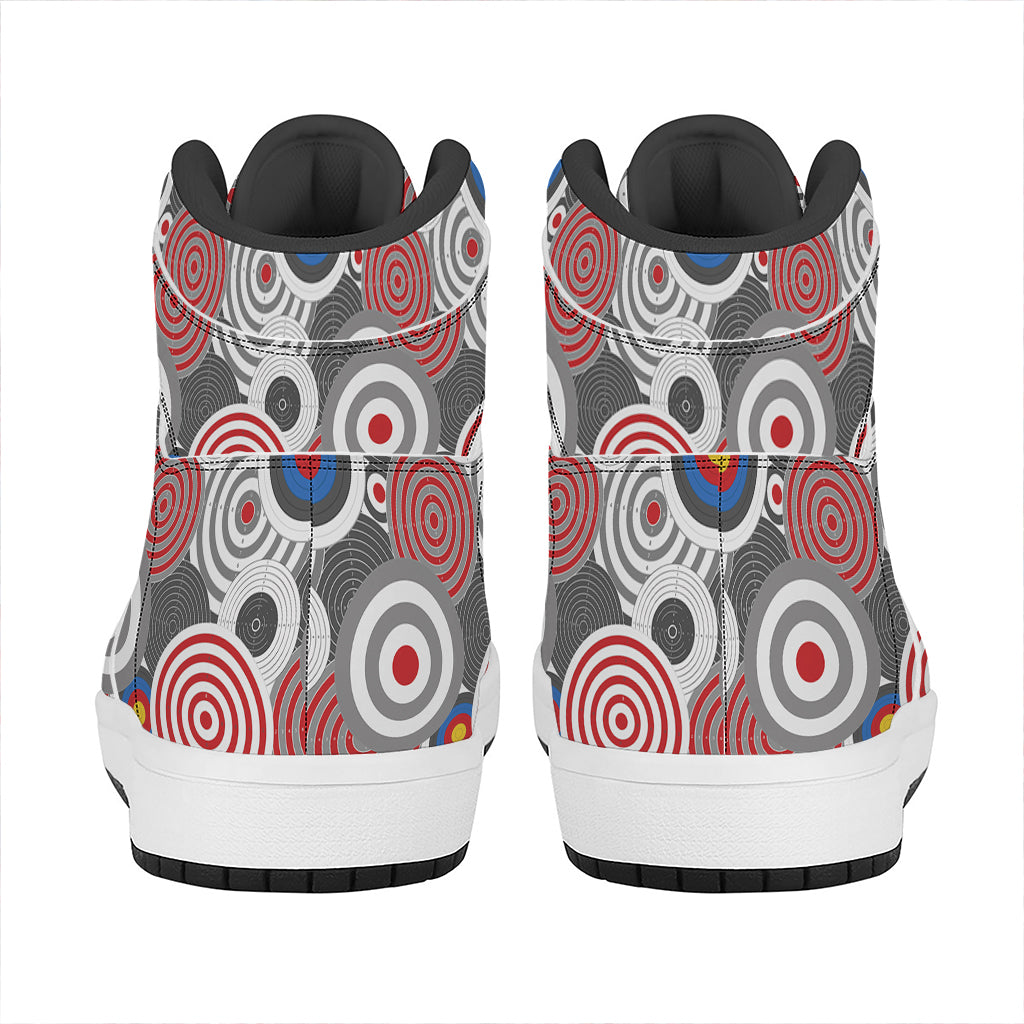 Bullseye Target Pattern Print High Top Leather Sneakers