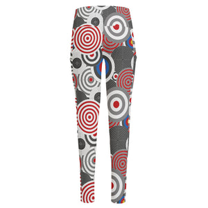 Bullseye Target Pattern Print High-Waisted Pocket Leggings