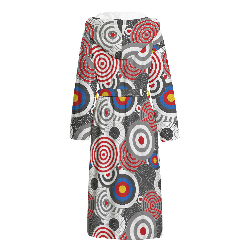 Bullseye Target Pattern Print Hooded Bathrobe