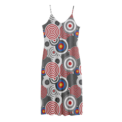 Bullseye Target Pattern Print Jersey Midi Cami Dress