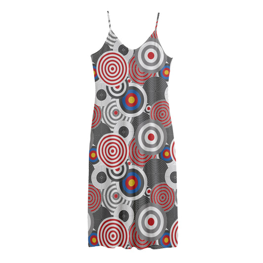 Bullseye Target Pattern Print Jersey Midi Cami Dress