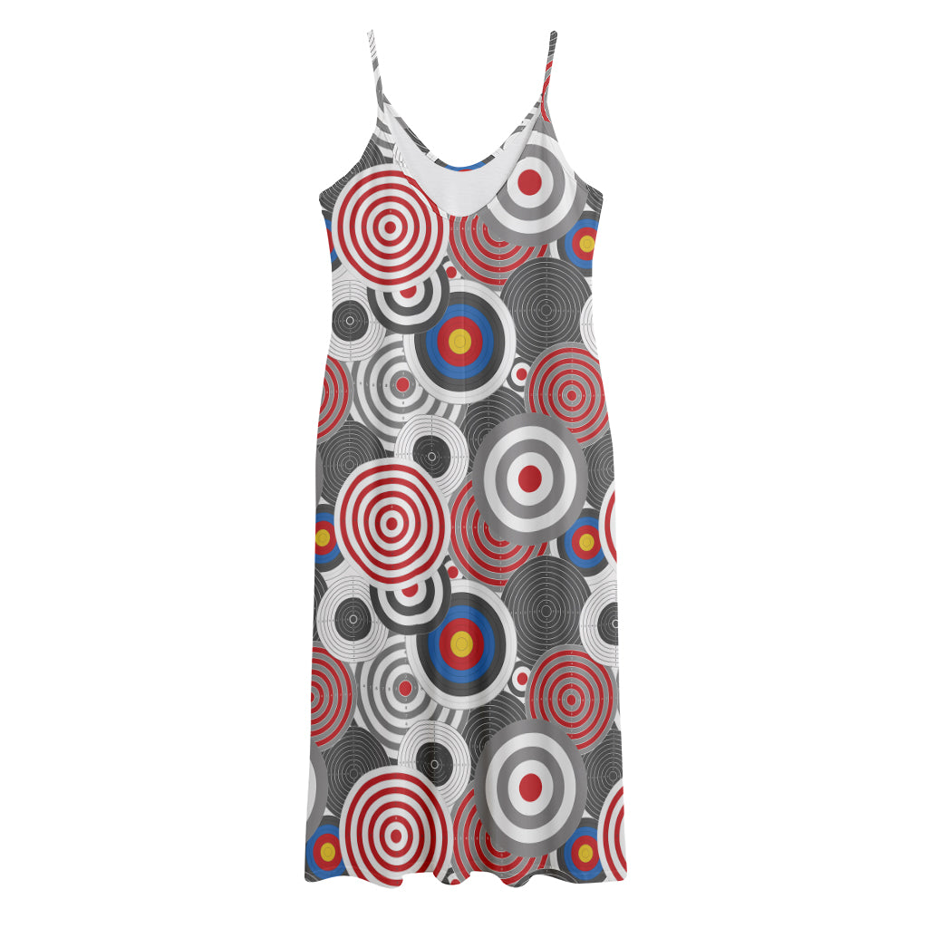 Bullseye Target Pattern Print Jersey Midi Cami Dress