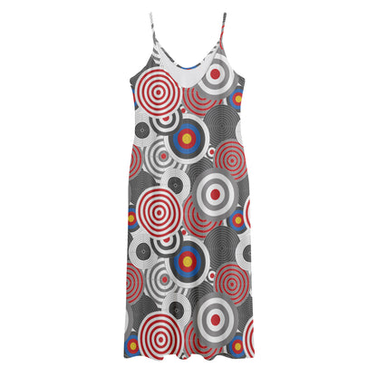 Bullseye Target Pattern Print Jersey Midi Cami Dress