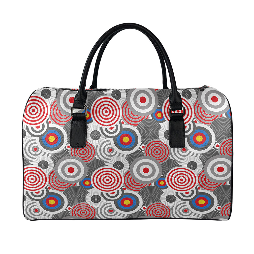Bullseye Target Pattern Print Leather Duffle Bag