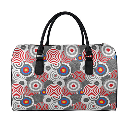Bullseye Target Pattern Print Leather Duffle Bag