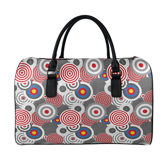 Bullseye Target Pattern Print Leather Duffle Bag