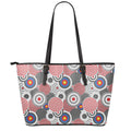 Bullseye Target Pattern Print Leather Tote Bag With Zipper