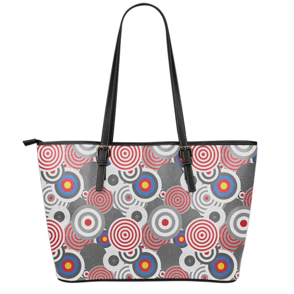 Bullseye Target Pattern Print Leather Tote Bag