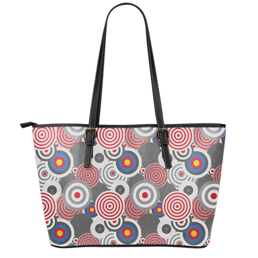 Bullseye Target Pattern Print Leather Tote Bag