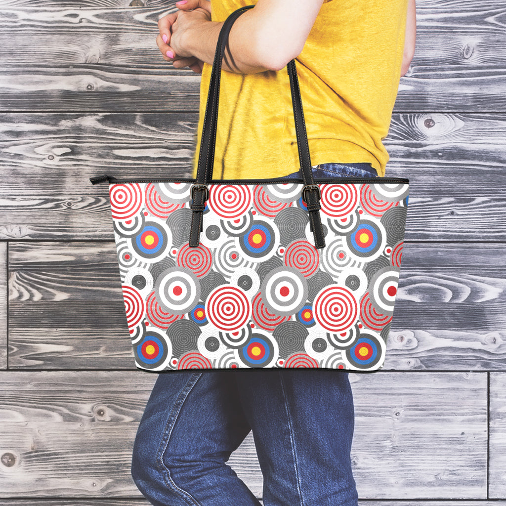 Bullseye Target Pattern Print Leather Tote Bag