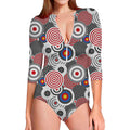 Bullseye Target Pattern Print Long Sleeve Swimsuit