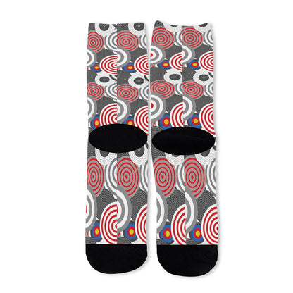 Bullseye Target Pattern Print Long Socks