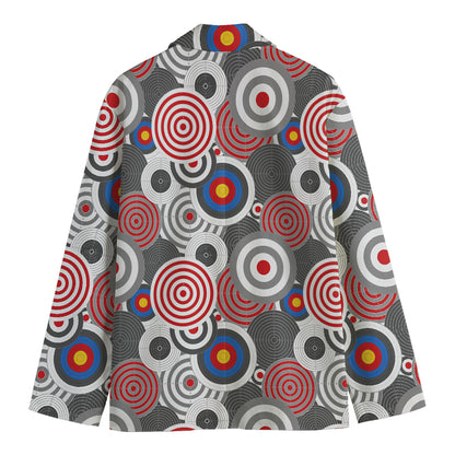 Bullseye Target Pattern Print Men's Cotton Blazer