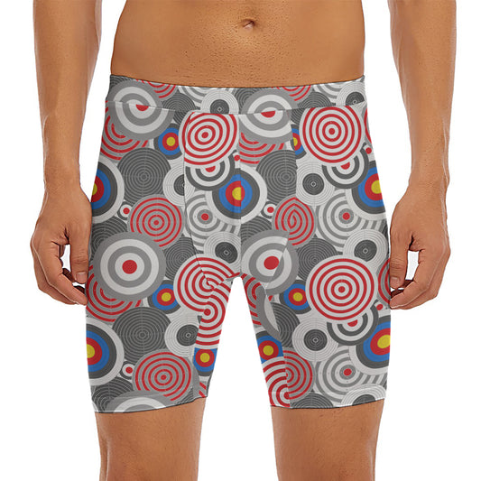 Bullseye Target Pattern Print Men's Long Boxer Briefs