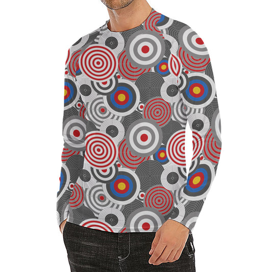 Bullseye Target Pattern Print Men's Long Sleeve Rash Guard