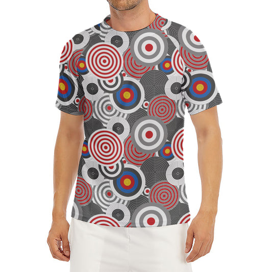 Bullseye Target Pattern Print Men's Short Sleeve Rash Guard