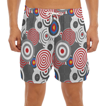 Bullseye Target Pattern Print Men's Split Running Shorts