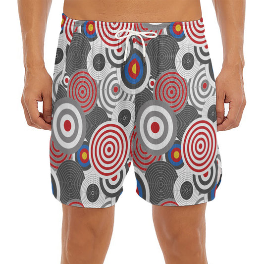 Bullseye Target Pattern Print Men's Split Running Shorts
