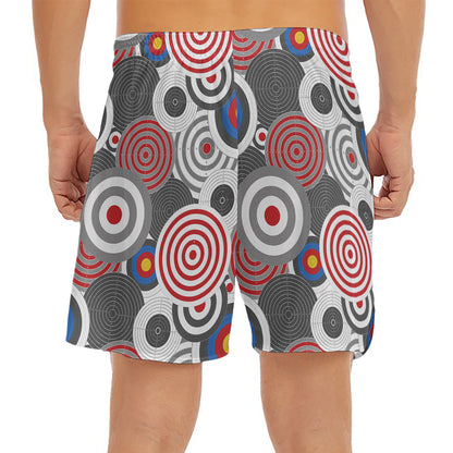 Bullseye Target Pattern Print Men's Split Running Shorts