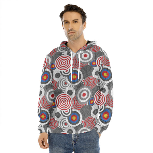 Bullseye Target Pattern Print Men's Velvet Pullover Hoodie