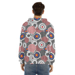 Bullseye Target Pattern Print Men's Velvet Pullover Hoodie