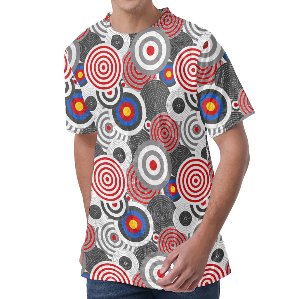 Bullseye Target Pattern Print Men's Velvet T-Shirt