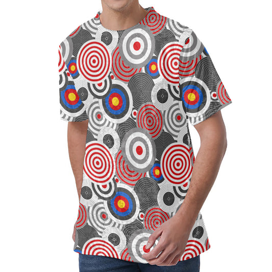 Bullseye Target Pattern Print Men's Velvet T-Shirt