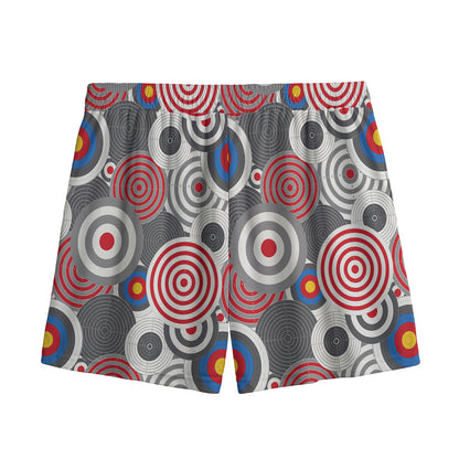Bullseye Target Pattern Print Mesh Shorts