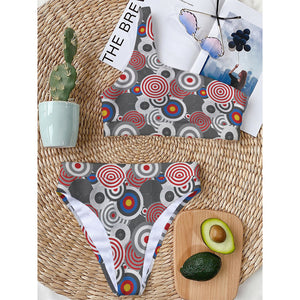 Bullseye Target Pattern Print One Shoulder Bikini Top