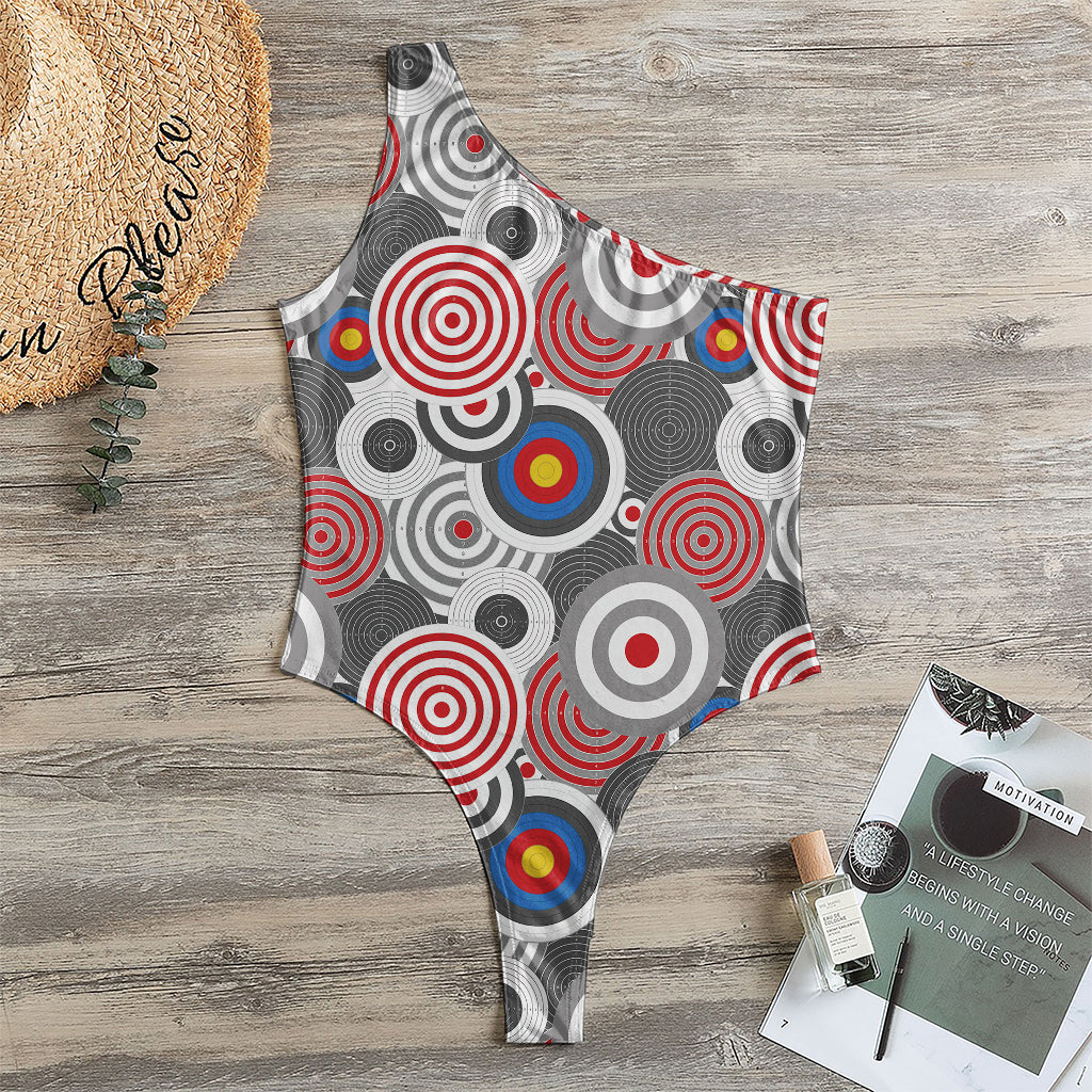 Bullseye Target Pattern Print One Shoulder Bodysuit