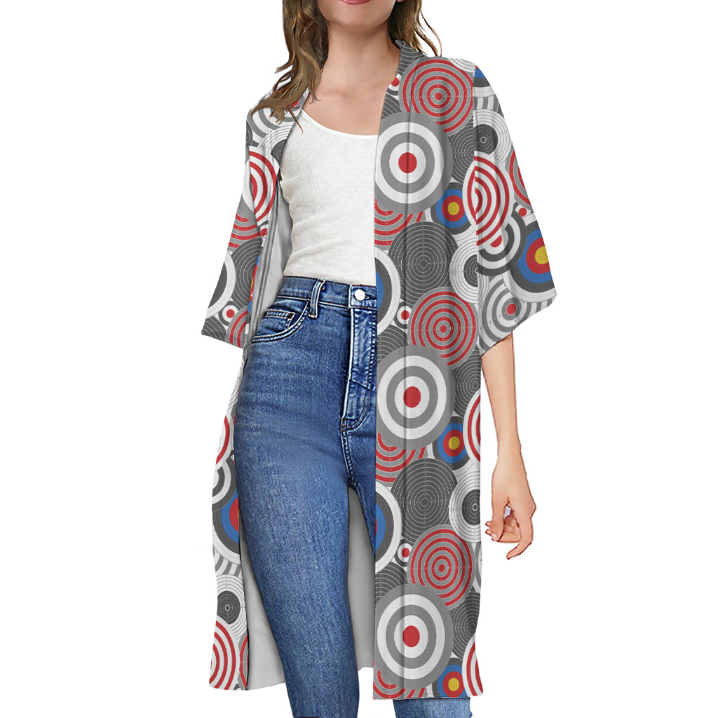 Bullseye Target Pattern Print Open Front Beach Cover Up