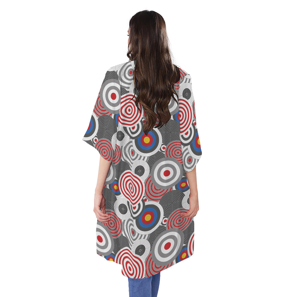 Bullseye Target Pattern Print Open Front Beach Cover Up