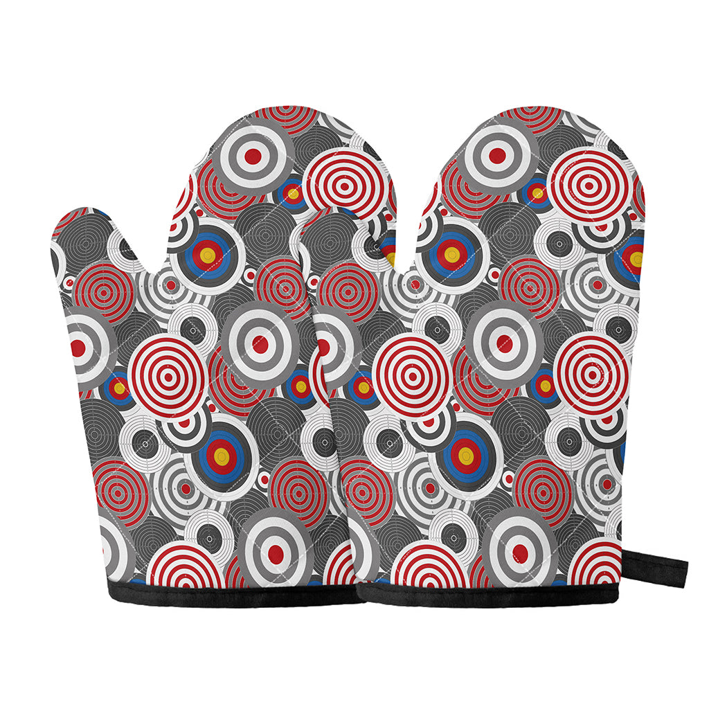 Bullseye Target Pattern Print Oven Mitts
