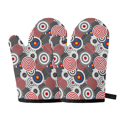 Bullseye Target Pattern Print Oven Mitts