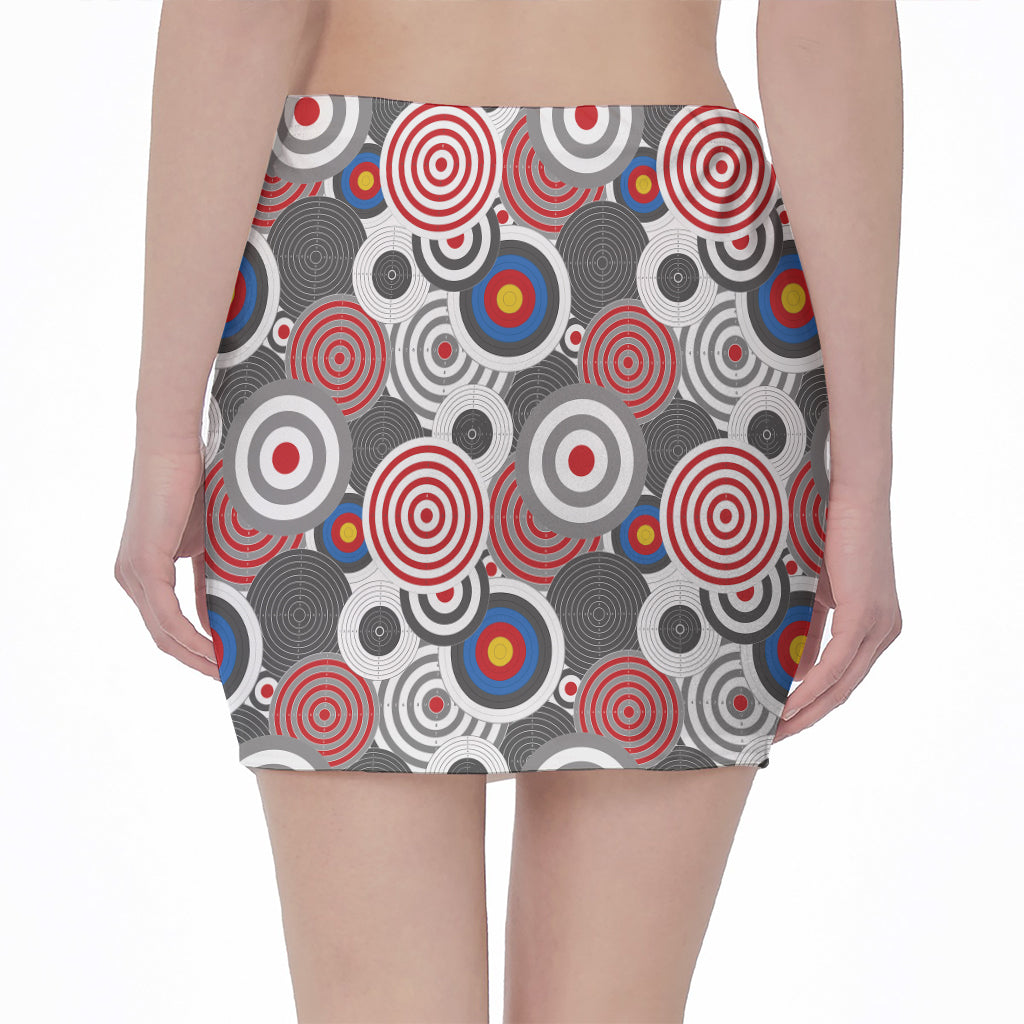 Bullseye Target Pattern Print Pencil Mini Skirt