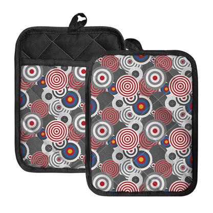 Bullseye Target Pattern Print Pot Holders With Pocket