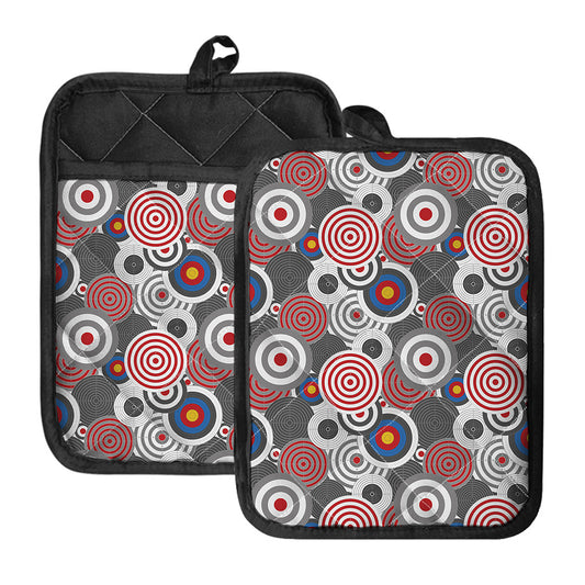 Bullseye Target Pattern Print Pot Holders With Pocket
