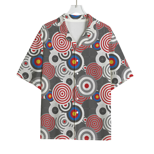 Bullseye Target Pattern Print Rayon Hawaiian Shirt