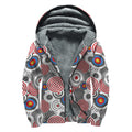 Bullseye Target Pattern Print Sherpa Lined Zip Up Hoodie