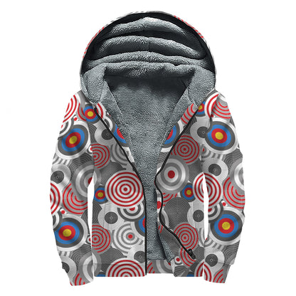 Bullseye Target Pattern Print Sherpa Lined Zip Up Hoodie