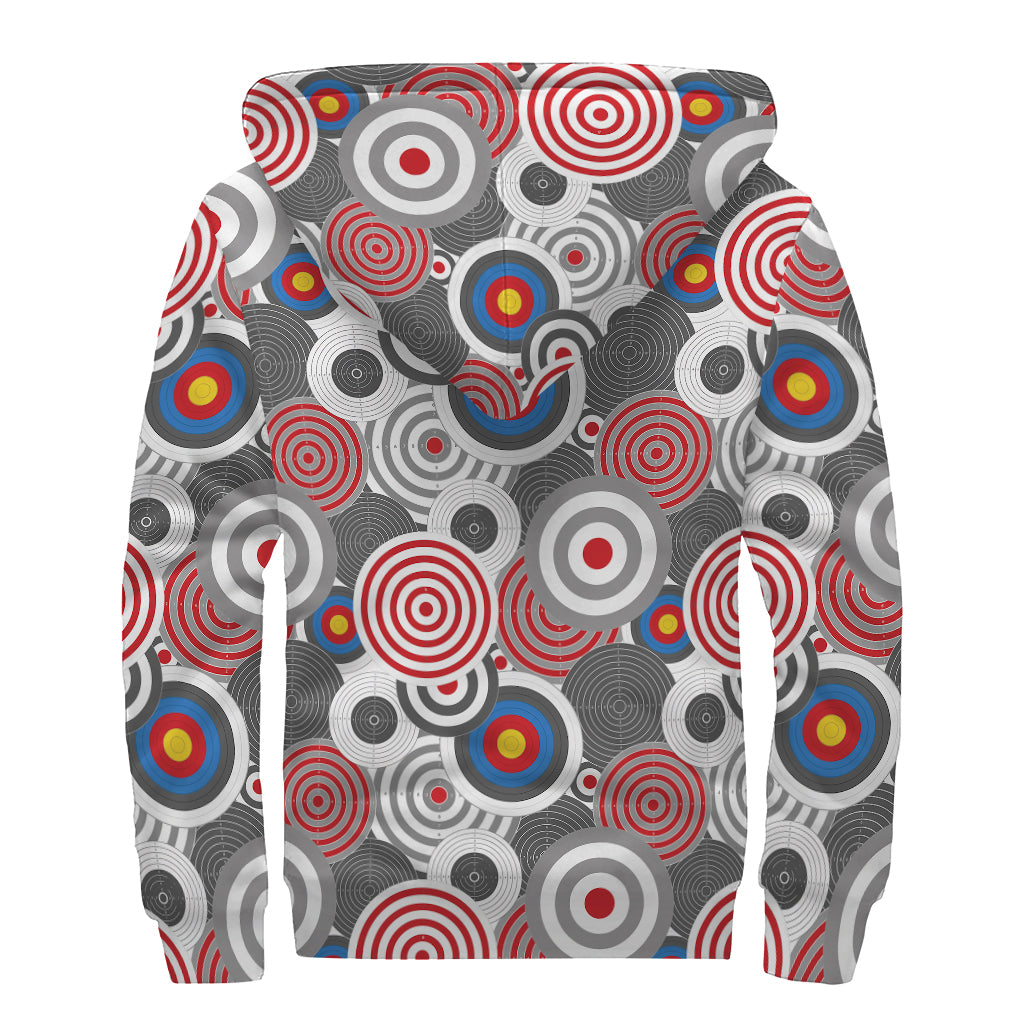 Bullseye Target Pattern Print Sherpa Lined Zip Up Hoodie